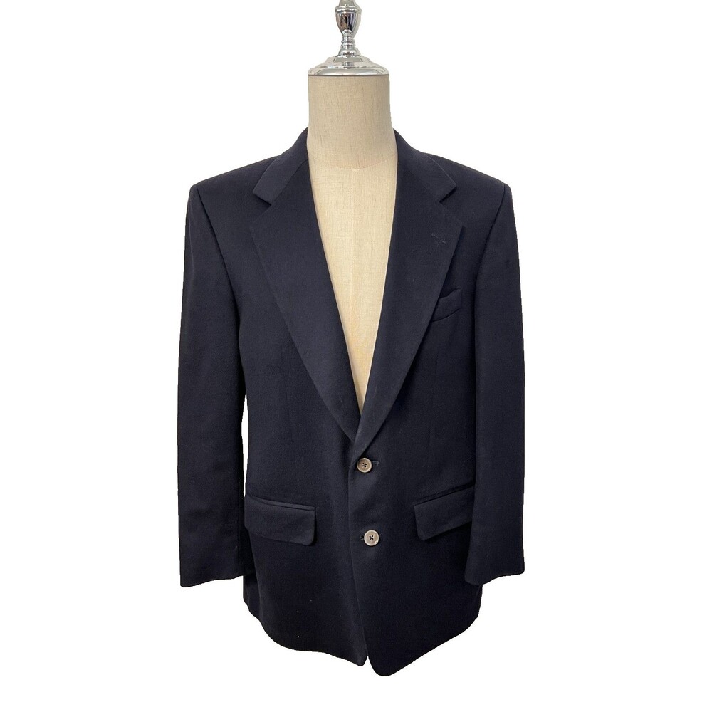 Vtg Barney’s New York Men's 42R Cashmere Navy Blue Blazer Jacket USA Union Made